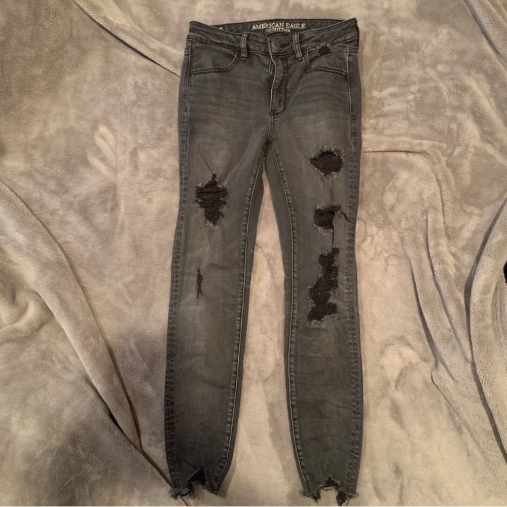 American Eagle Black Ripped Skinny Jeans